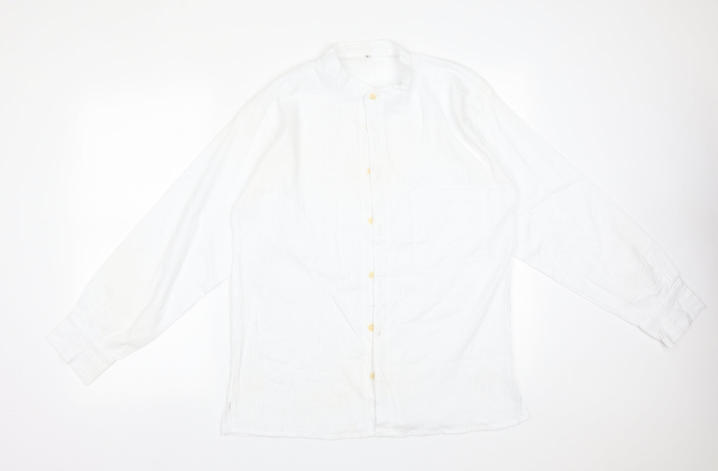 Preworn Mens White    Button-Up Size L Round Neck