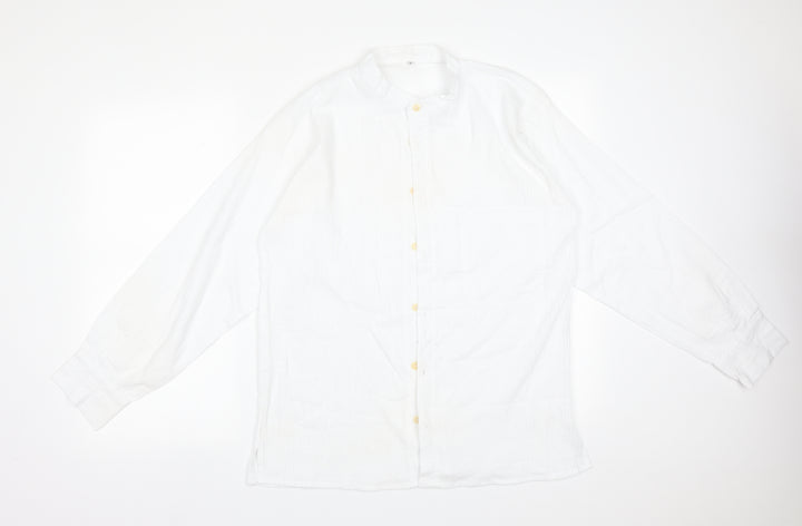 Preworn Mens White    Button-Up Size L Round Neck