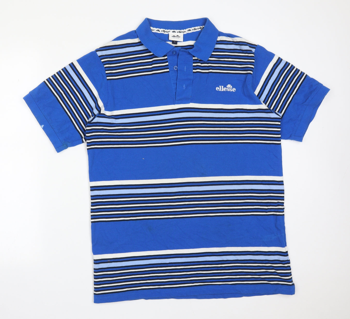 ellesse Mens Multicoloured Striped Cotton  Polo Size 44 Collared