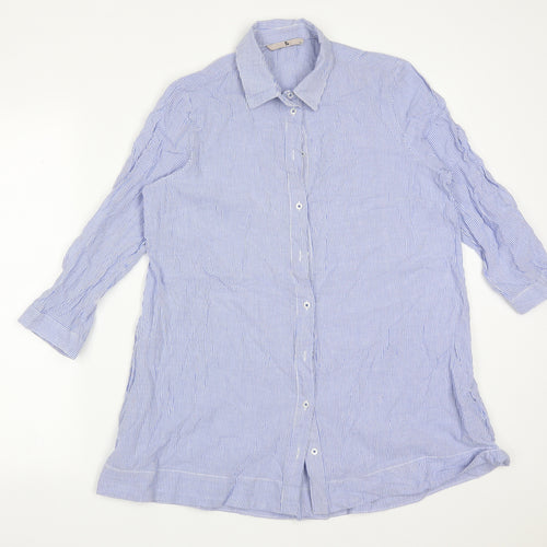 TU Womens Multicoloured Striped Cotton Basic Button-Up Size 12 Collared
