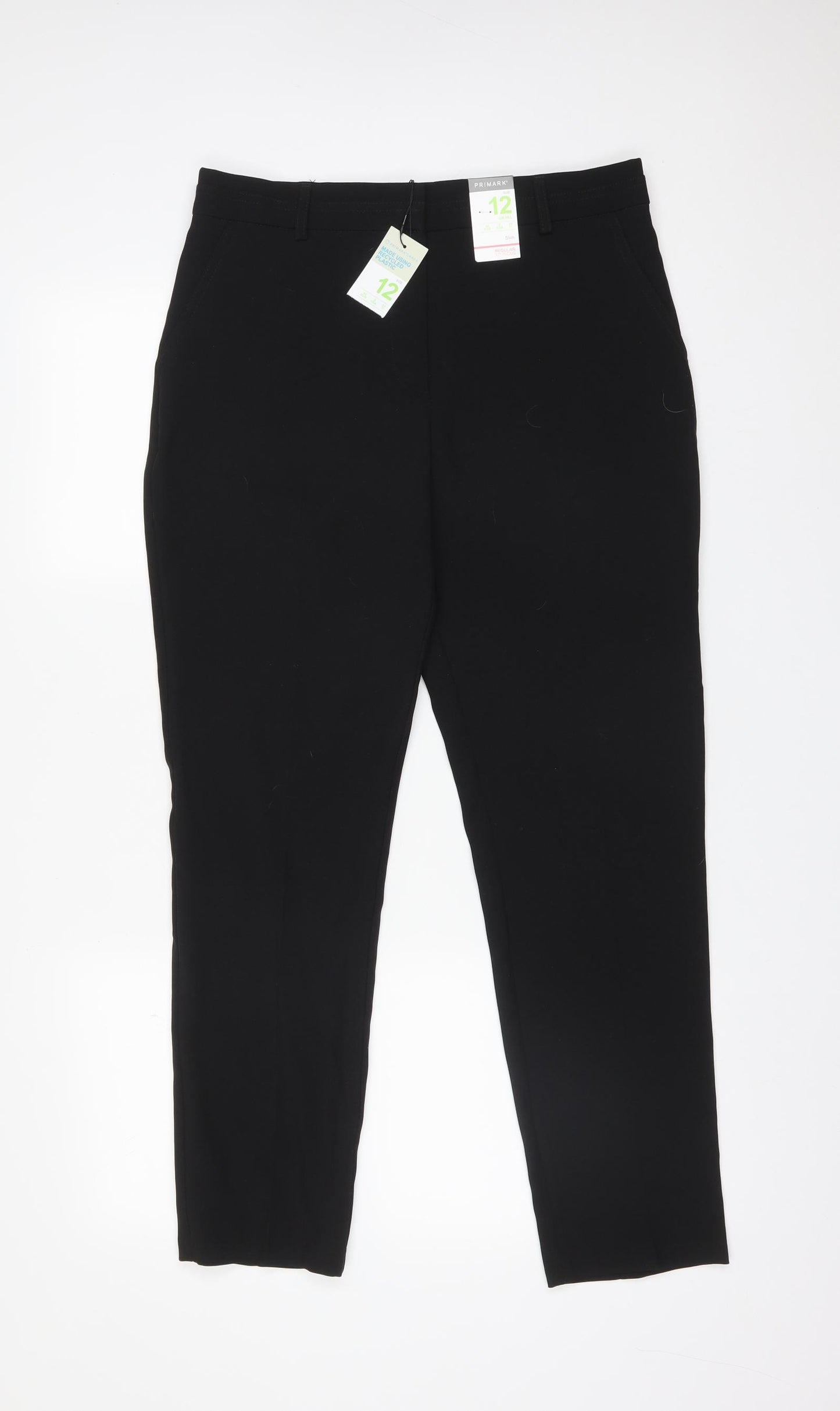 Primark Womens Black  Polyester Dress Pants Trousers Size 12 L28 in Regular