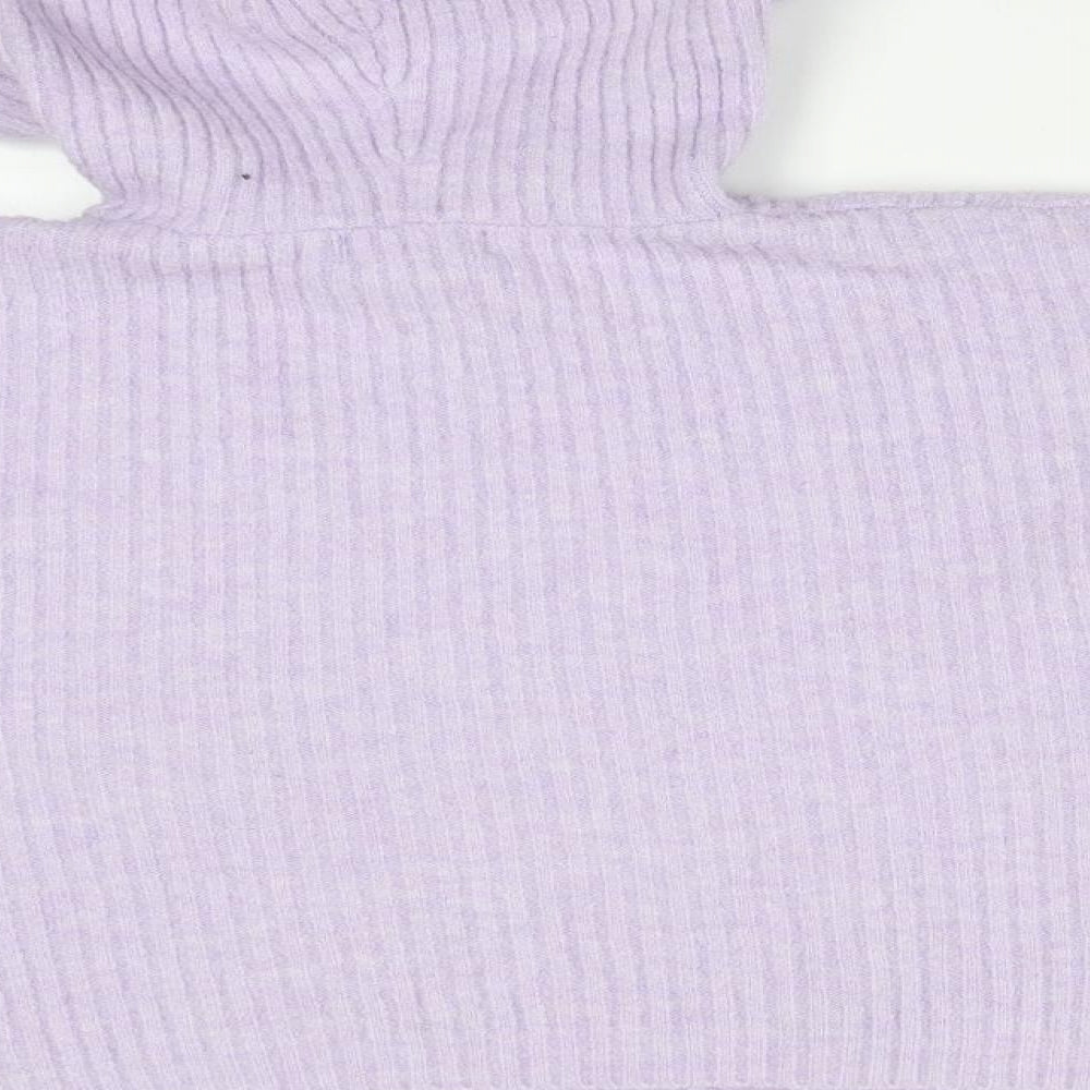 New Look Womens Purple Striped Acrylic Pullover Hoodie Size S