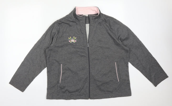 Damart Womens Grey Floral Jacket Size 20