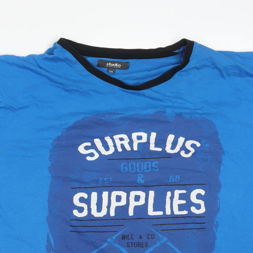 Studio Mens Blue Solid Cotton  Pyjama Top Size 2XL   - SURPLUS SUPPLIES