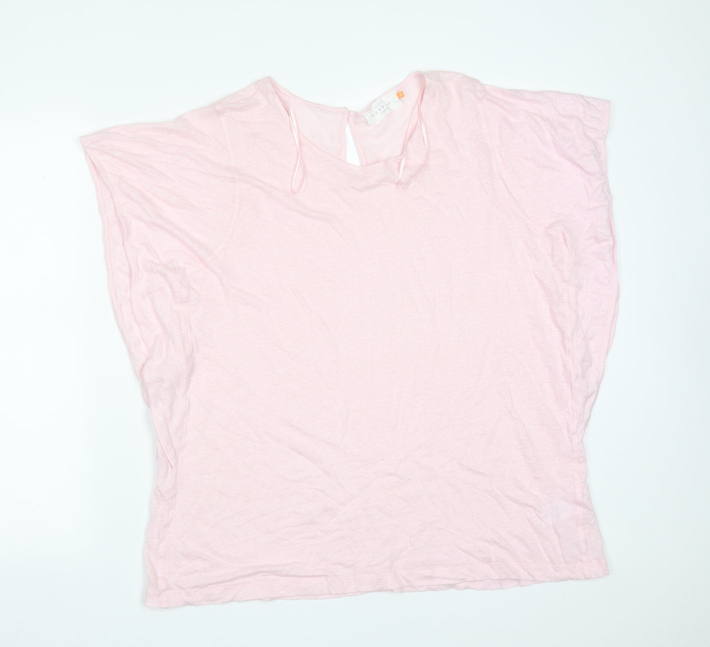 John Lewis Womens Pink  Linen Basic T-Shirt Size 18 Round Neck