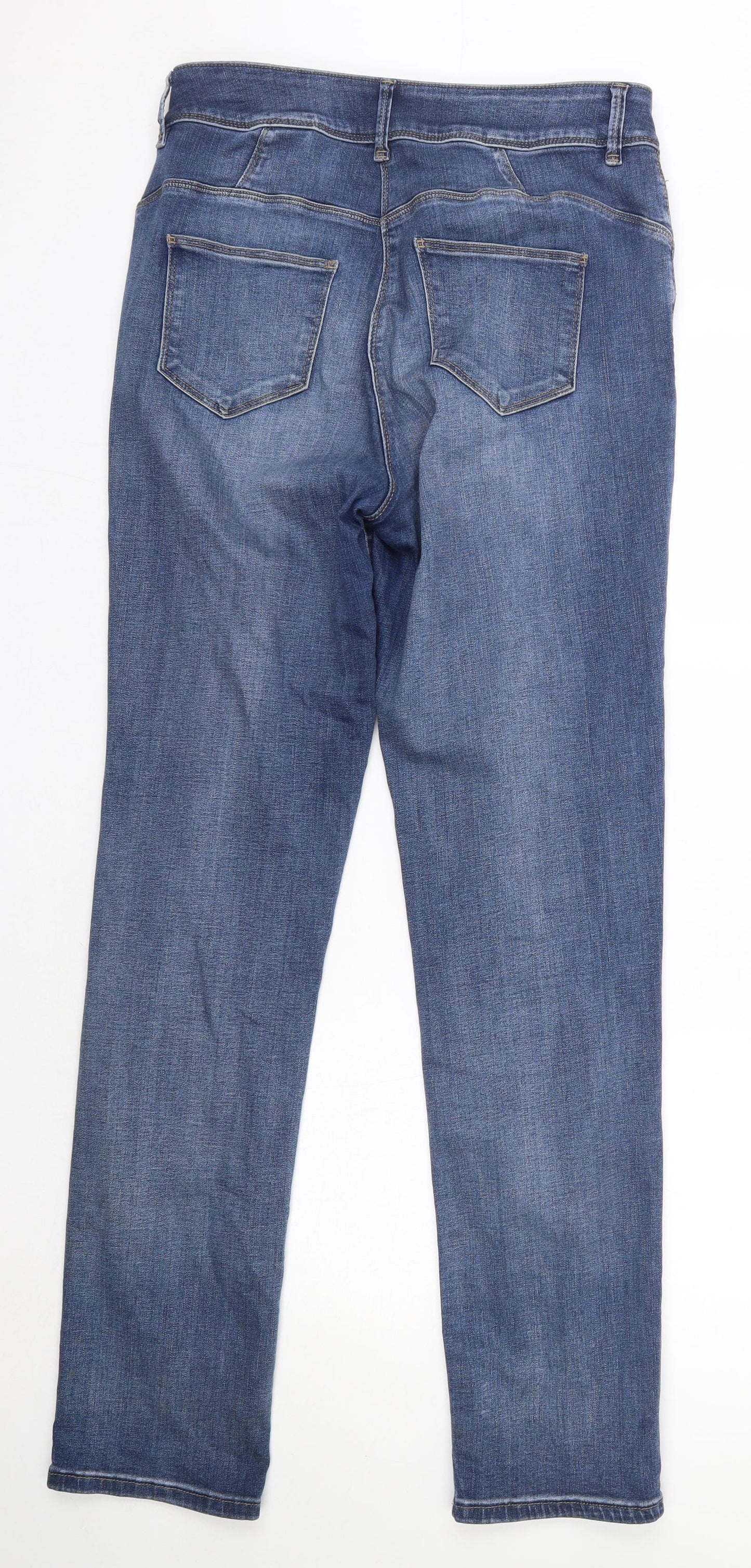 NEXT Womens Blue  Cotton Straight Jeans Size 16 L32 in Regular  - Extra Long