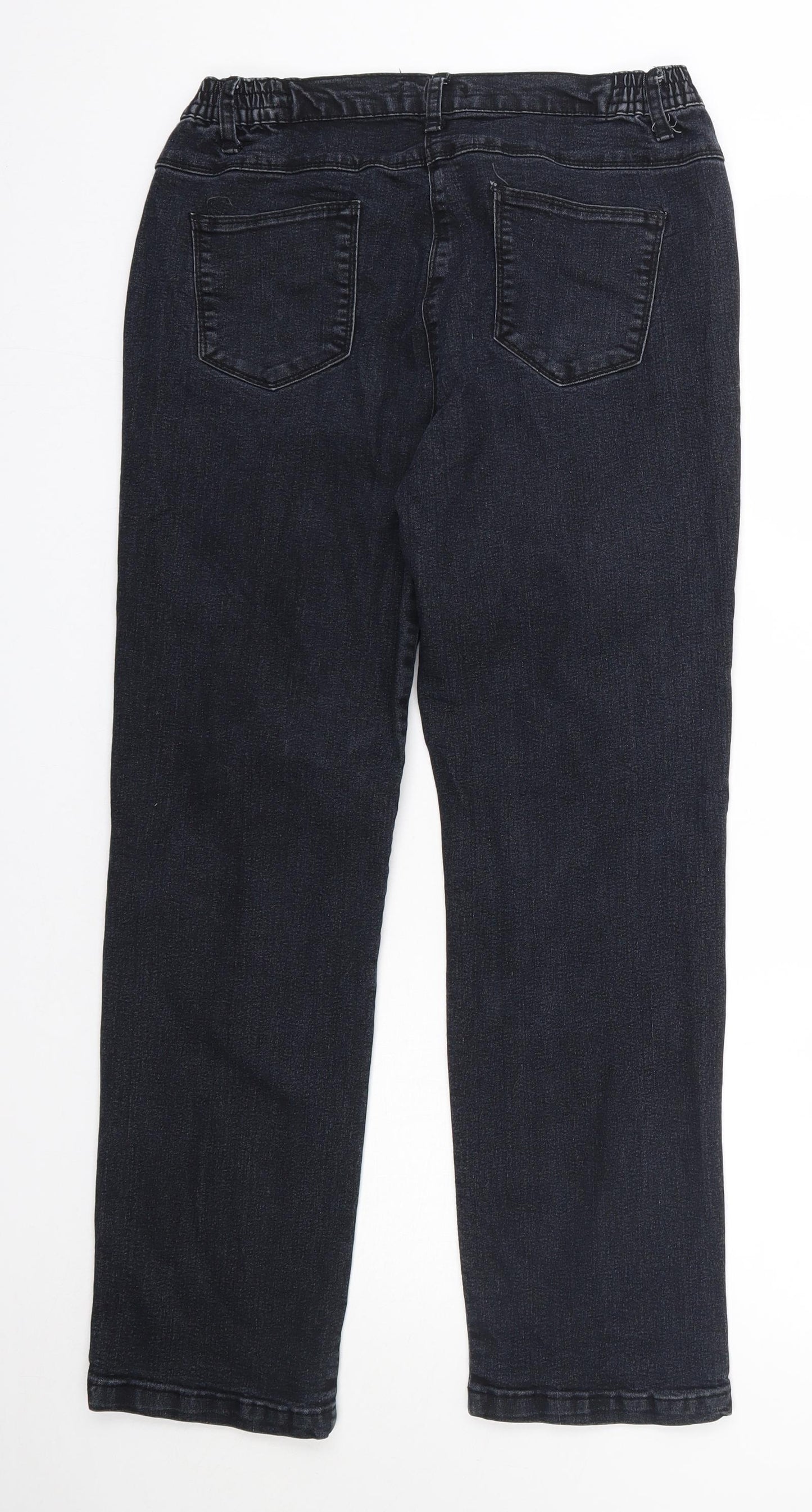 Preworn Womens Black  Cotton Straight Jeans Size 12 L28 in Regular