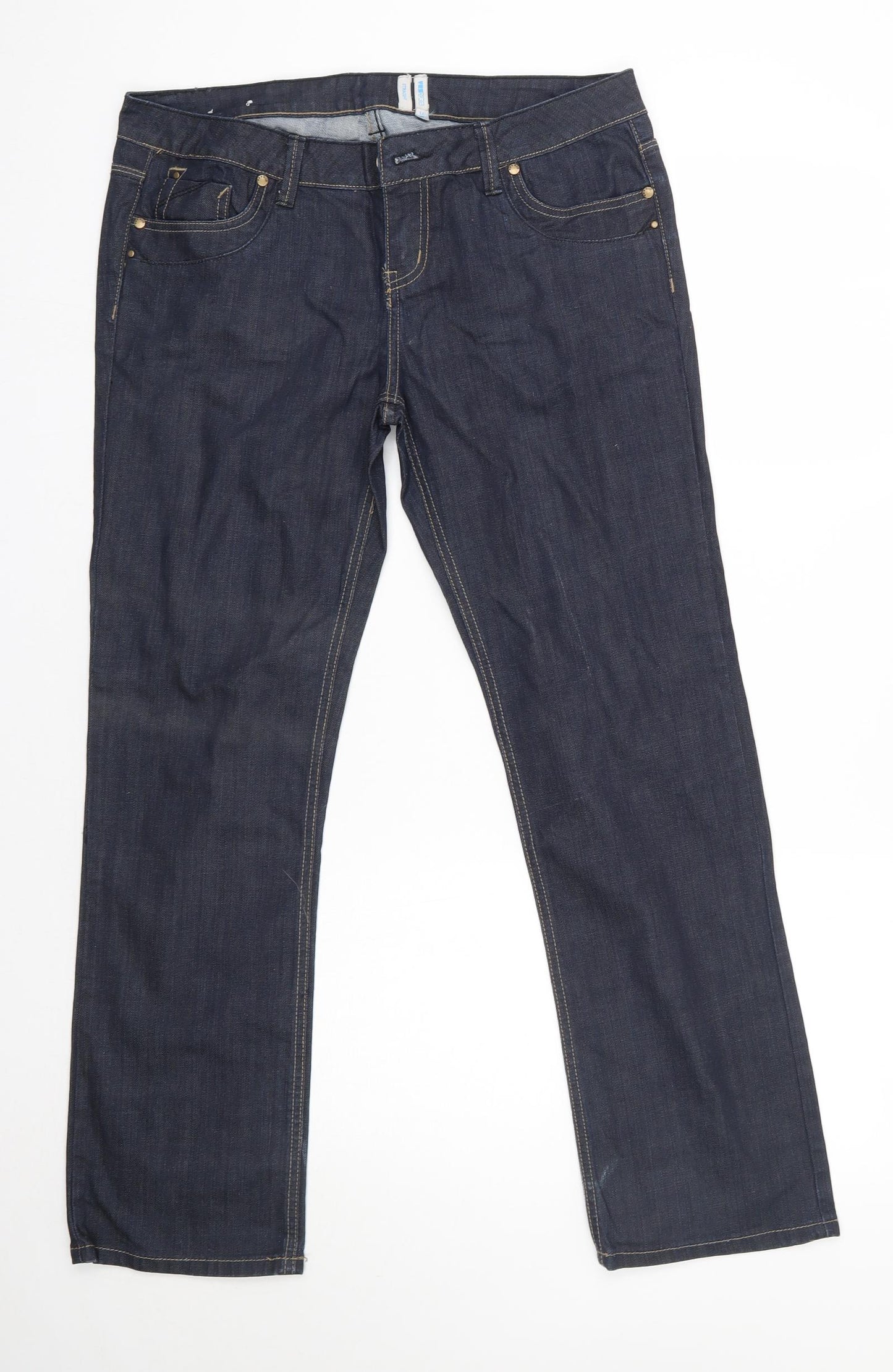 Yes Yes Womens Blue  Cotton Straight Jeans Size 14 L28 in Regular