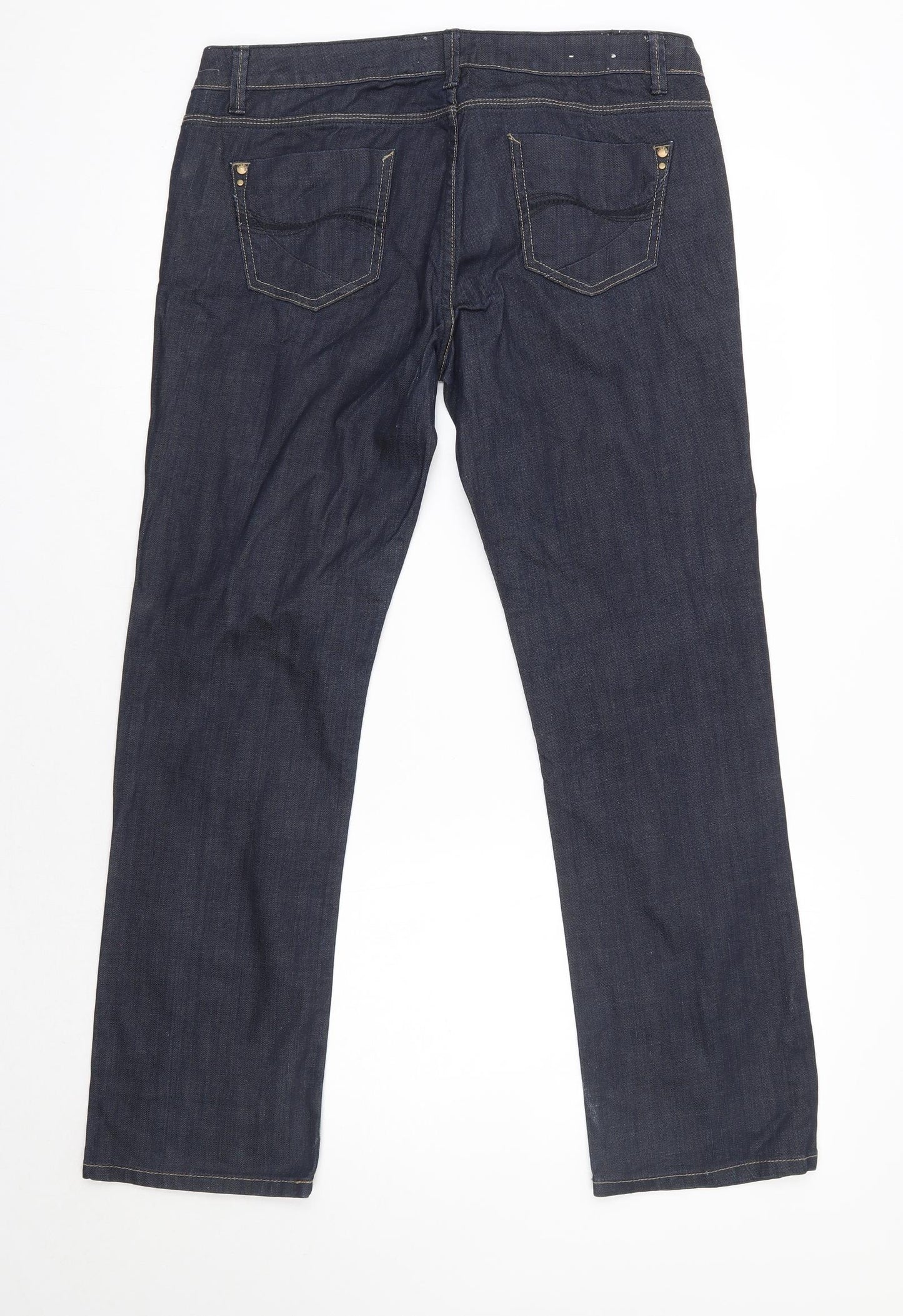 Yes Yes Womens Blue  Cotton Straight Jeans Size 14 L28 in Regular