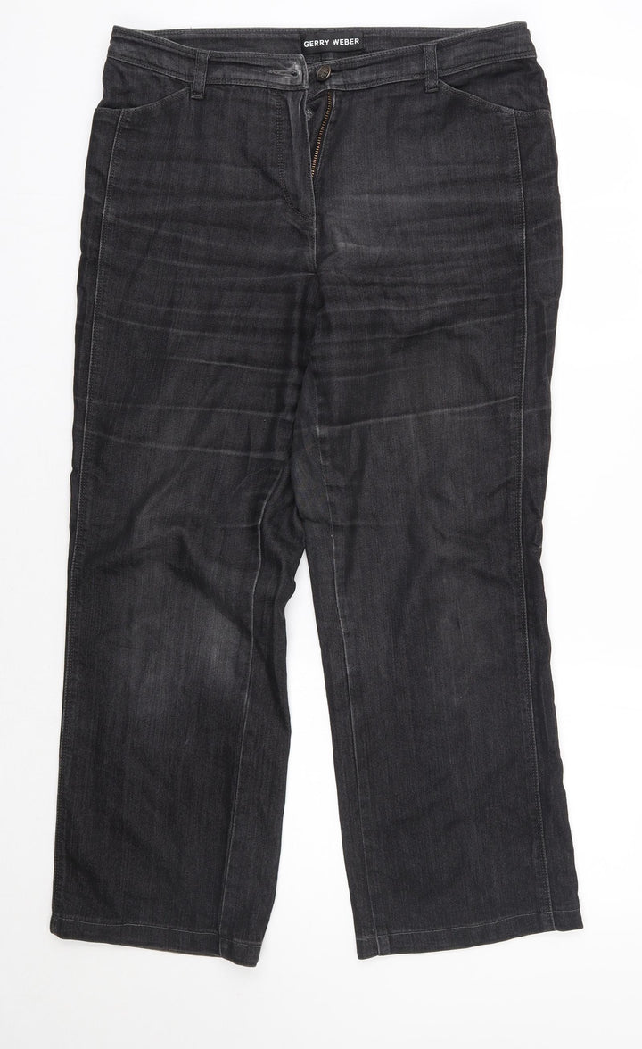 Gerry Weber Womens Black Cotton Straight Jeans Size 16 L27 in Regular