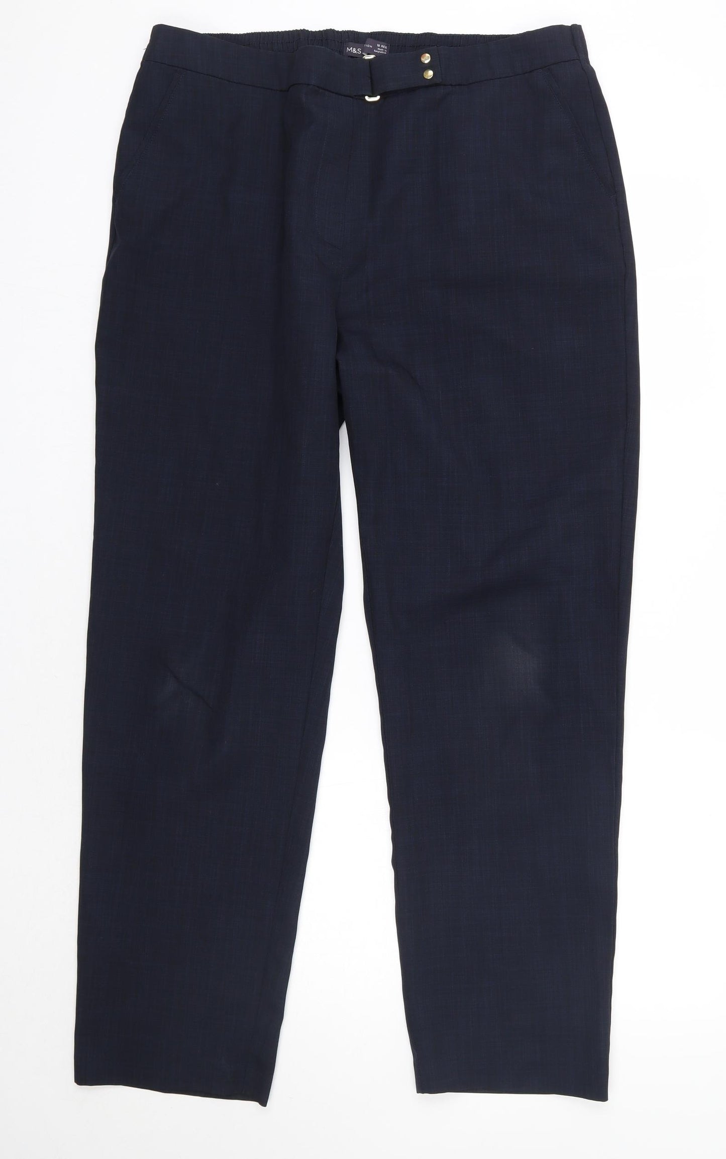 M&S Womens Blue  Polyester Dress Pants Trousers Size 18 L29 in Regular