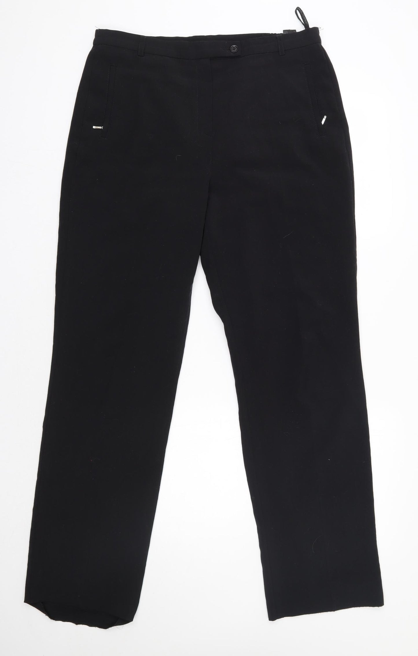 M&S Womens Black  Polyester Dress Pants Trousers Size 14 L31 in Regular  - Long