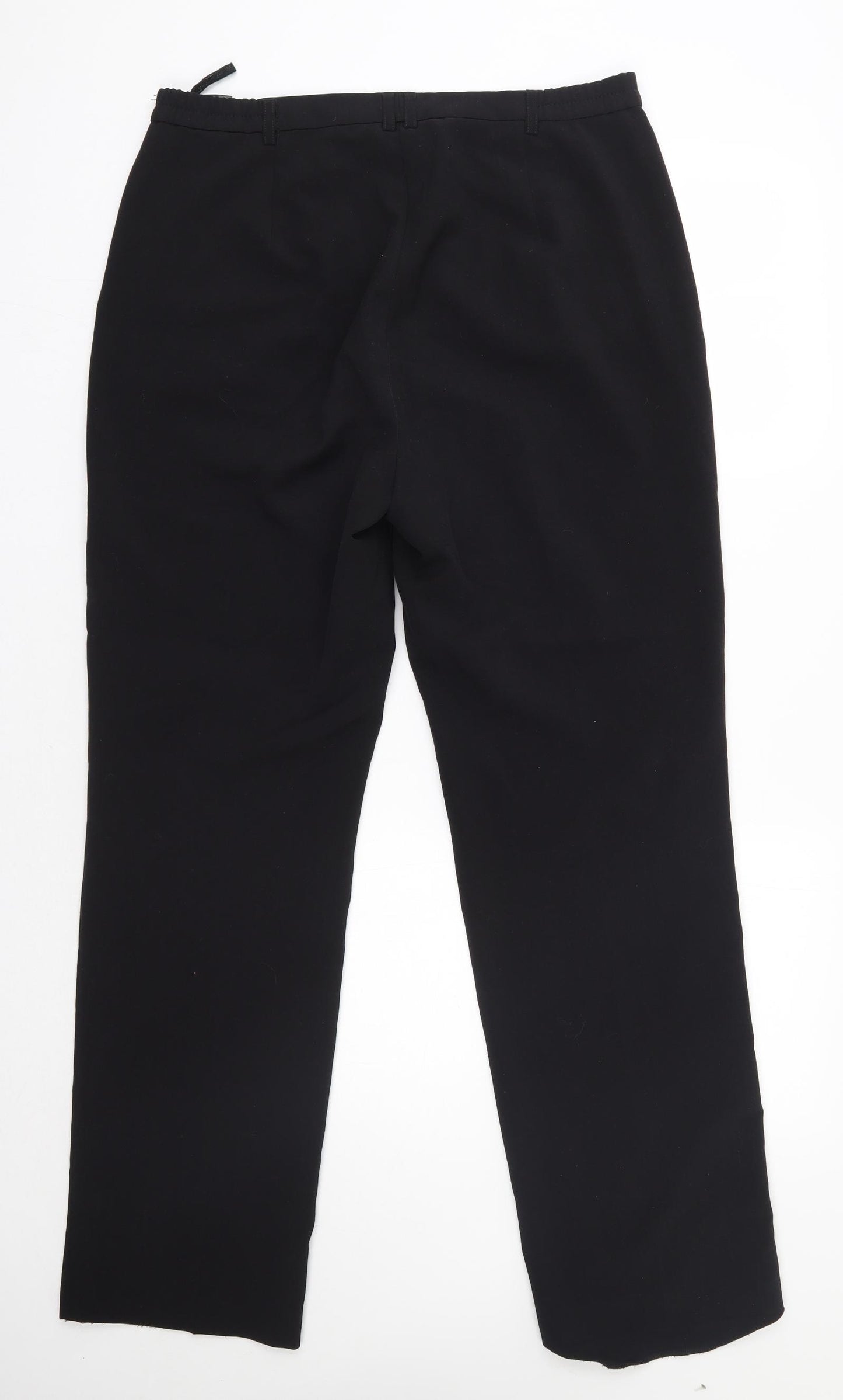 M&S Womens Black  Polyester Dress Pants Trousers Size 14 L31 in Regular  - Long
