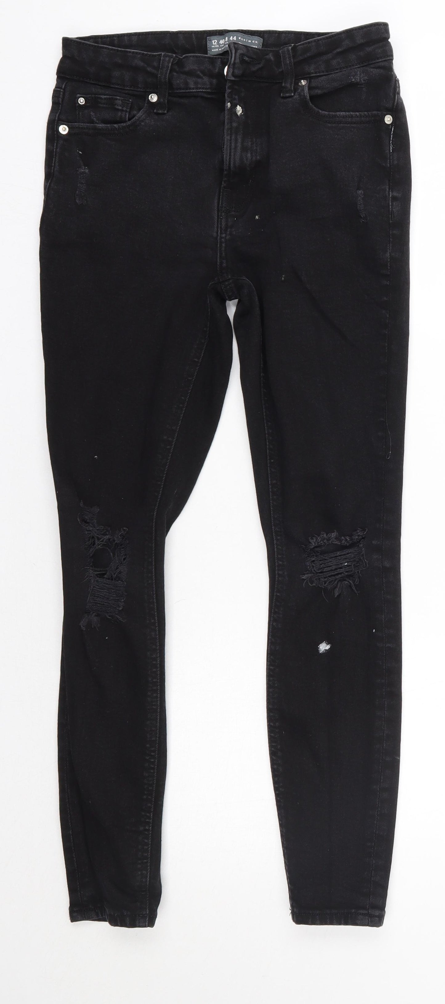 Primark Womens Grey  Cotton Skinny Jeans Size 12 L26 in Regular