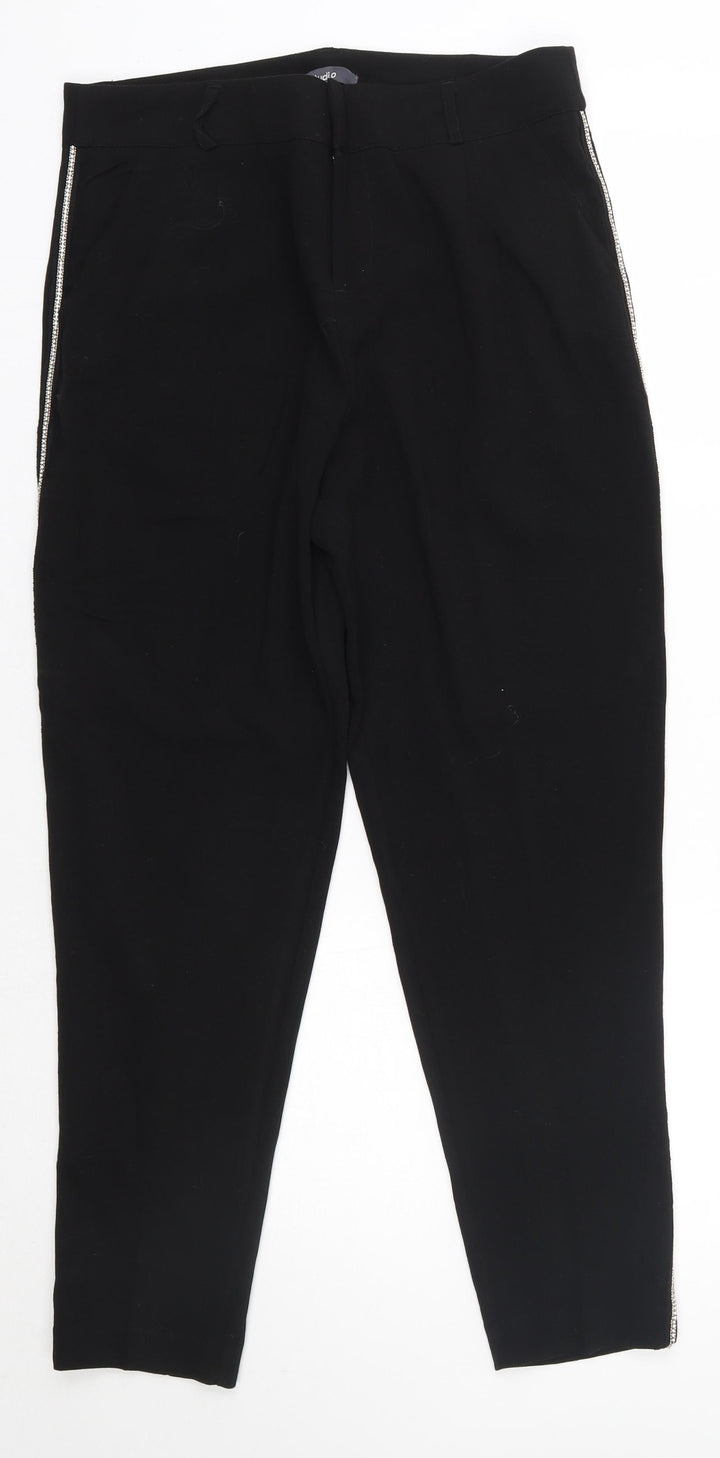 Studio Womens Black  Polyester Dress Pants Trousers Size 14 L27 in Regular