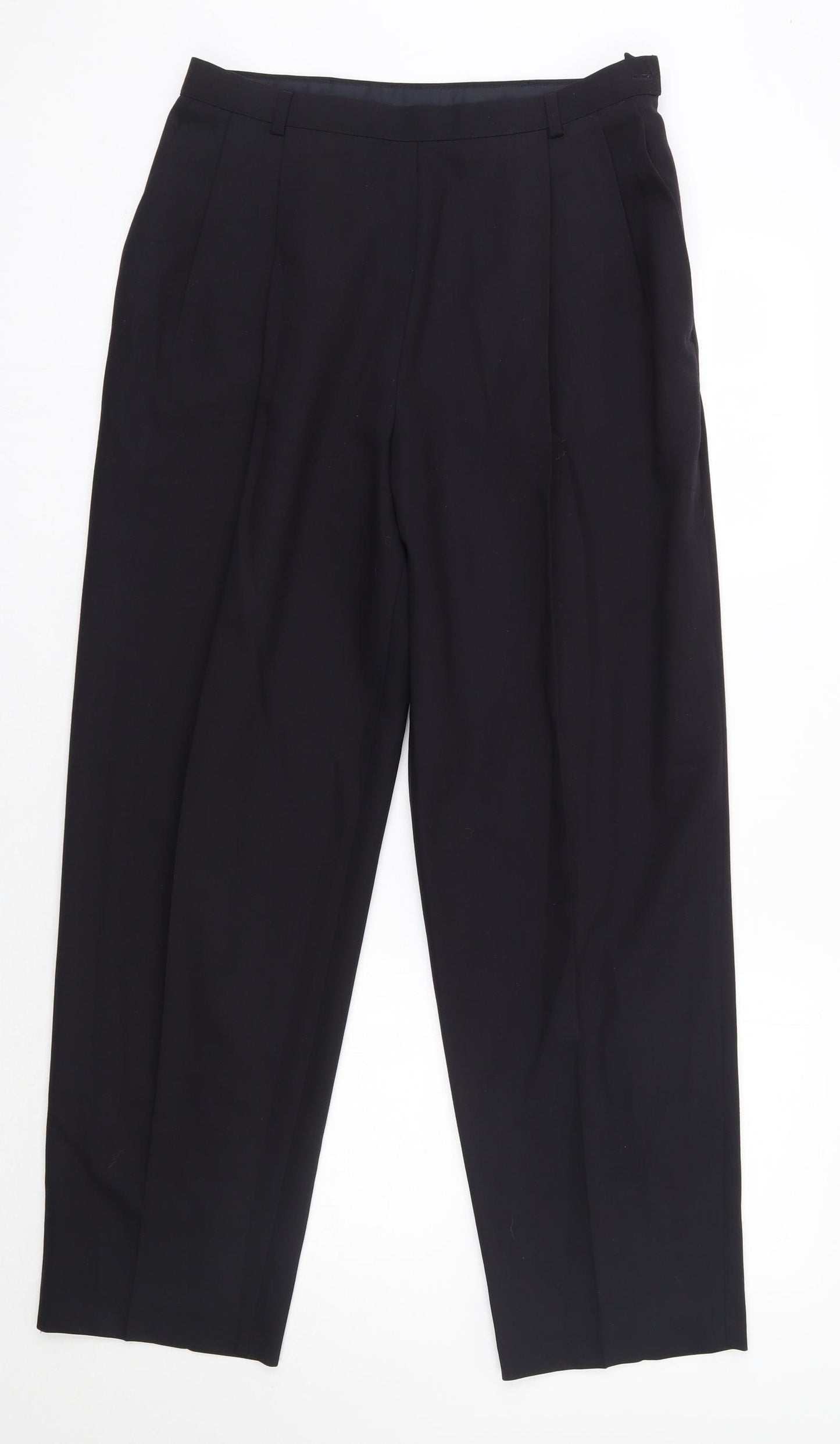 M&S Womens Black  Wool Dress Pants Trousers Size 16 L29 in Regular