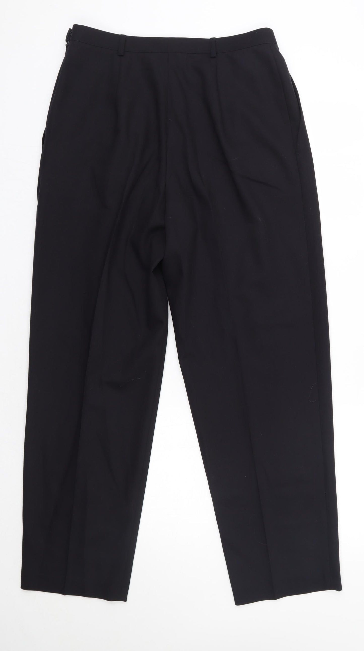 M&S Womens Black  Wool Dress Pants Trousers Size 16 L29 in Regular