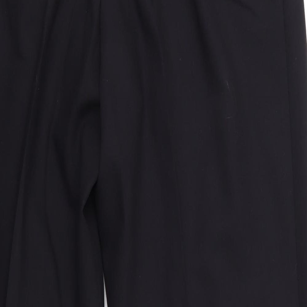 M&S Womens Black  Wool Dress Pants Trousers Size 16 L29 in Regular