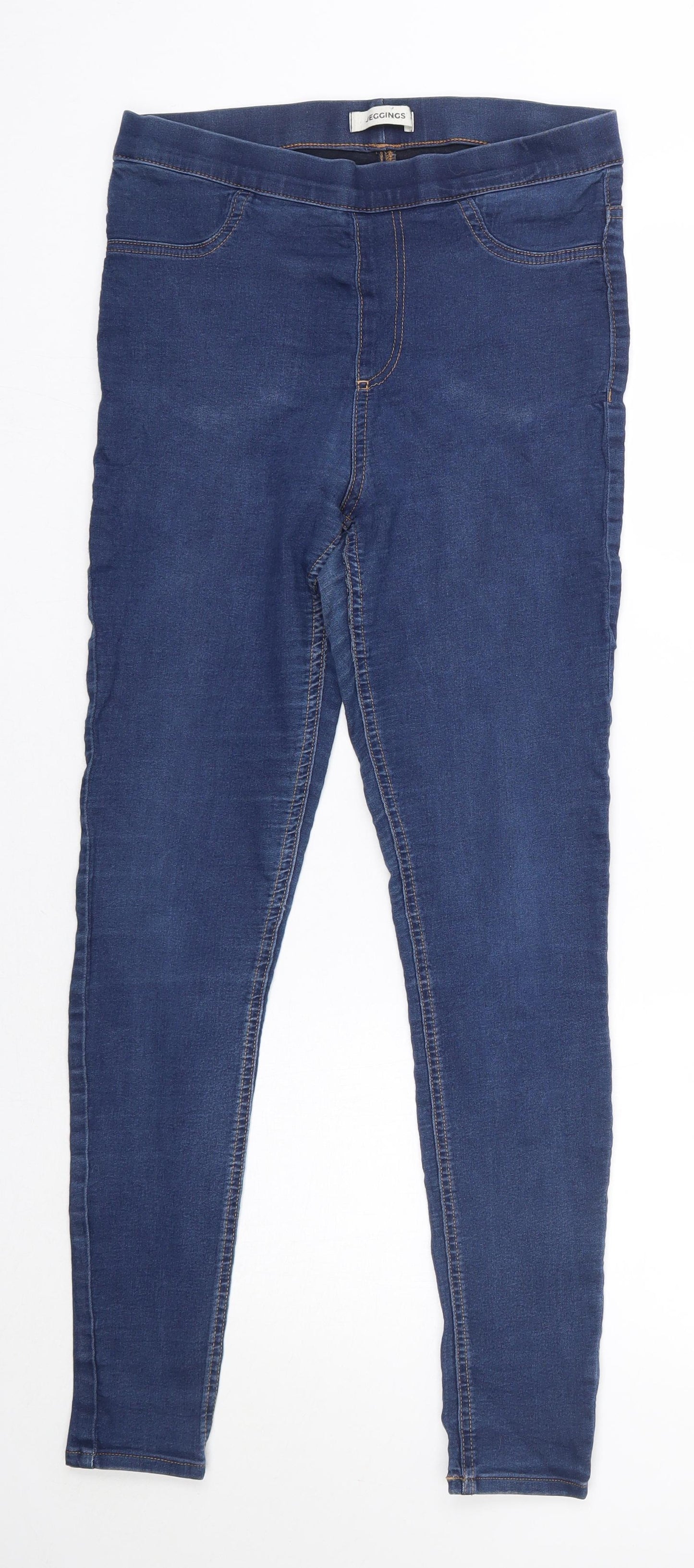 M&S Womens Blue  Cotton Jegging Jeans Size 12 L29 in Regular