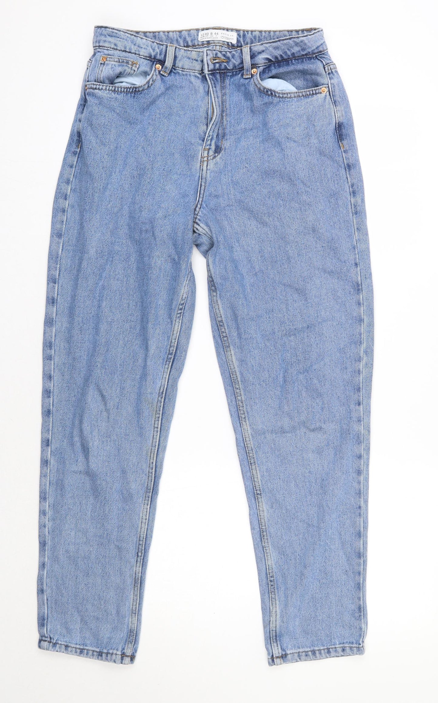 Primark Womens Blue  100% Cotton Mom Jeans Size 12 L28 in Regular