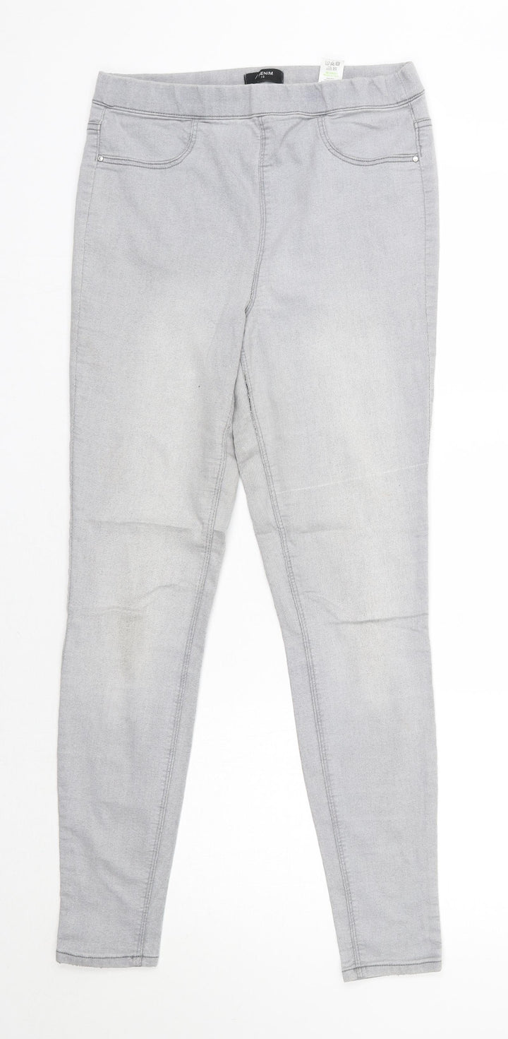 Matalan Womens Grey Cotton Skinny Jeans Size 10 L28 in Regular