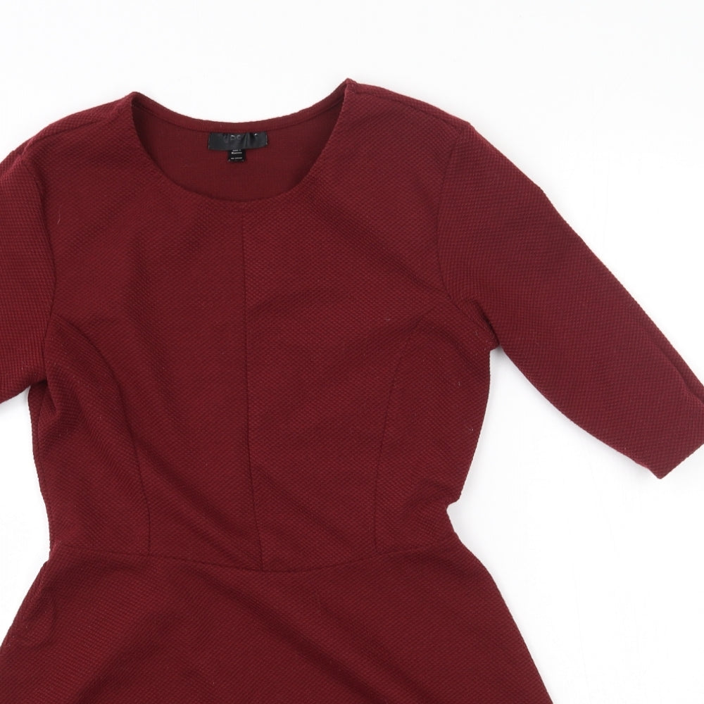 Topshop Womens Red  Polyester A-Line  Size 8  Round Neck