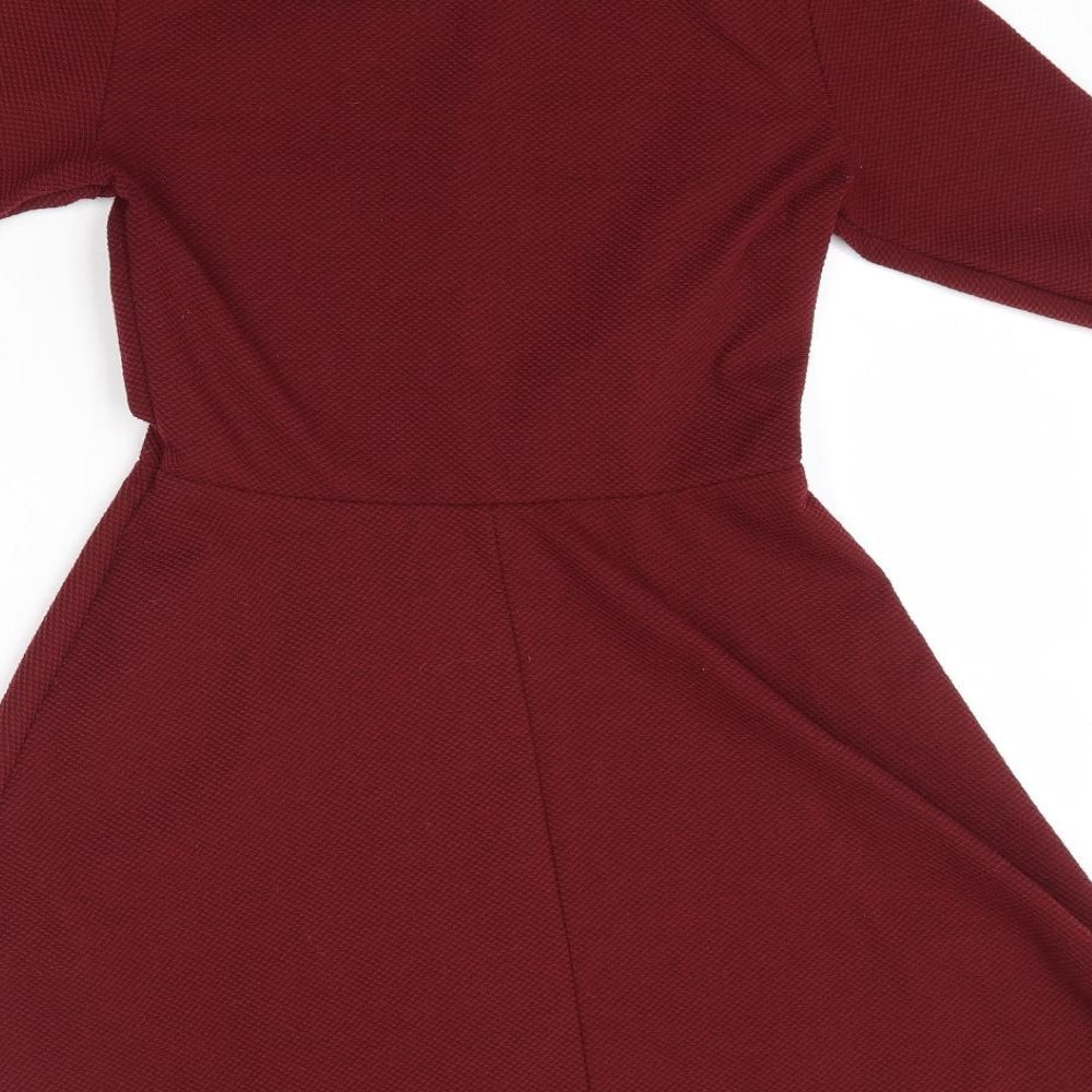 Topshop Womens Red  Polyester A-Line  Size 8  Round Neck