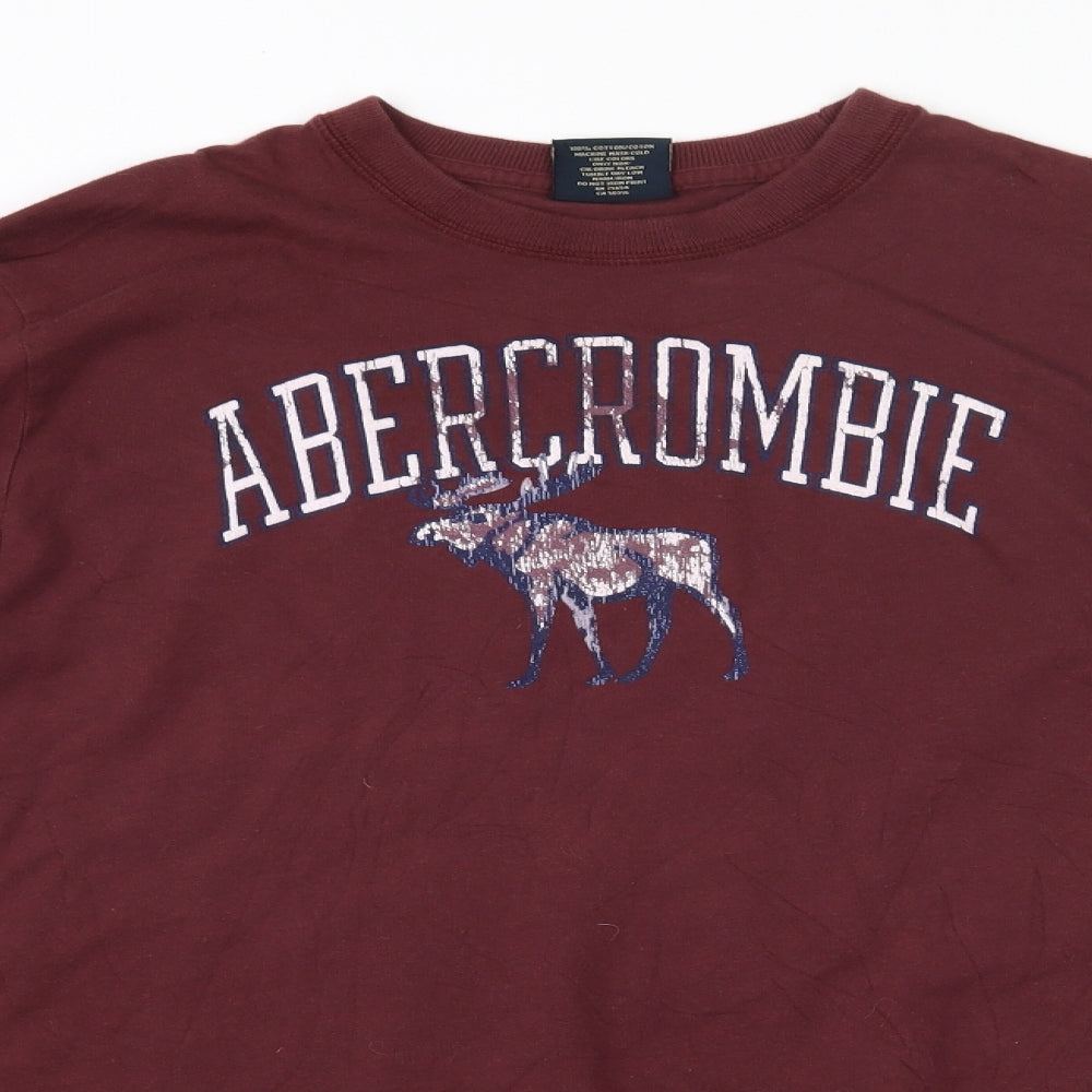 Abercrombie & Fitch Mens Red  Cotton  T-Shirt Size XL Round Neck