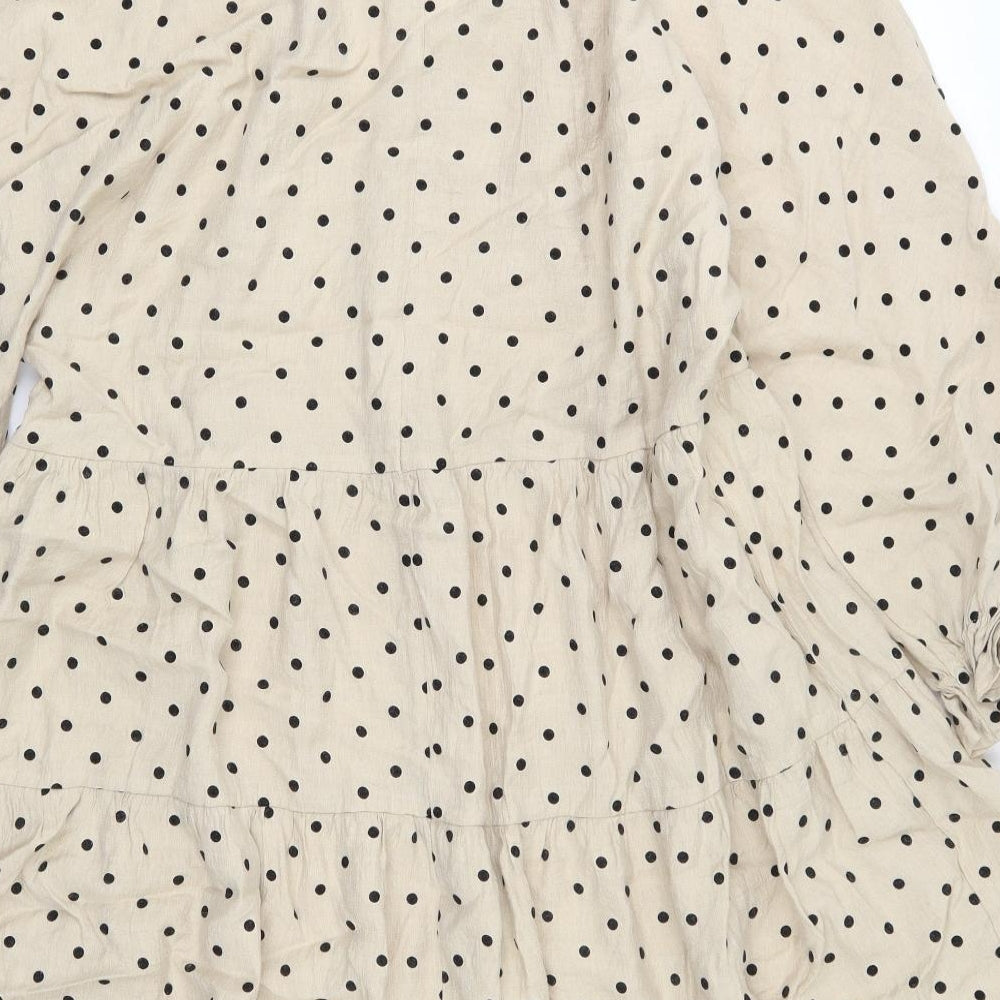 Primark Womens Beige Polka Dot Viscose A-Line  Size 18  Round Neck