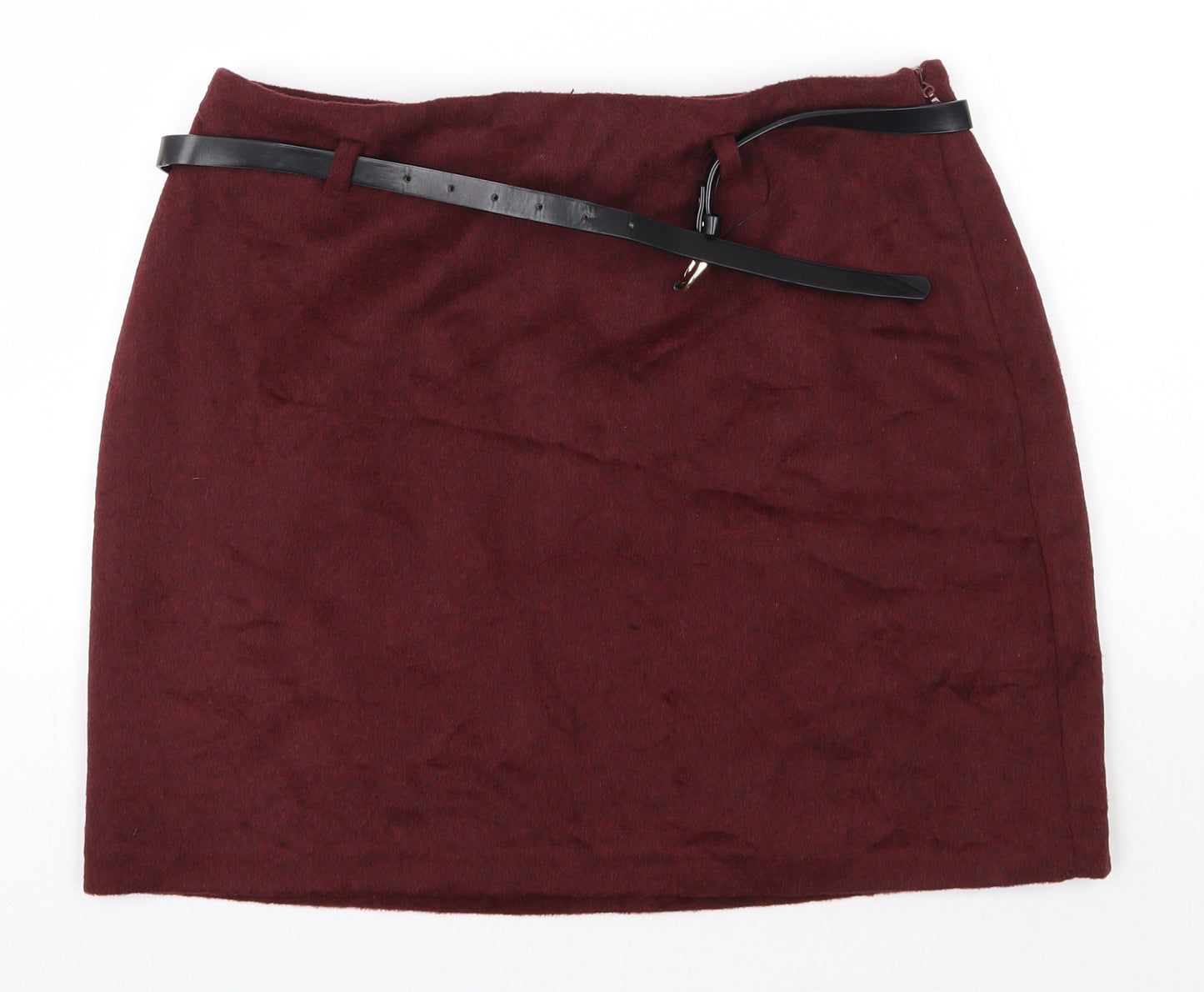 New Look Womens Red  Polyurethane A-Line Skirt Size 14