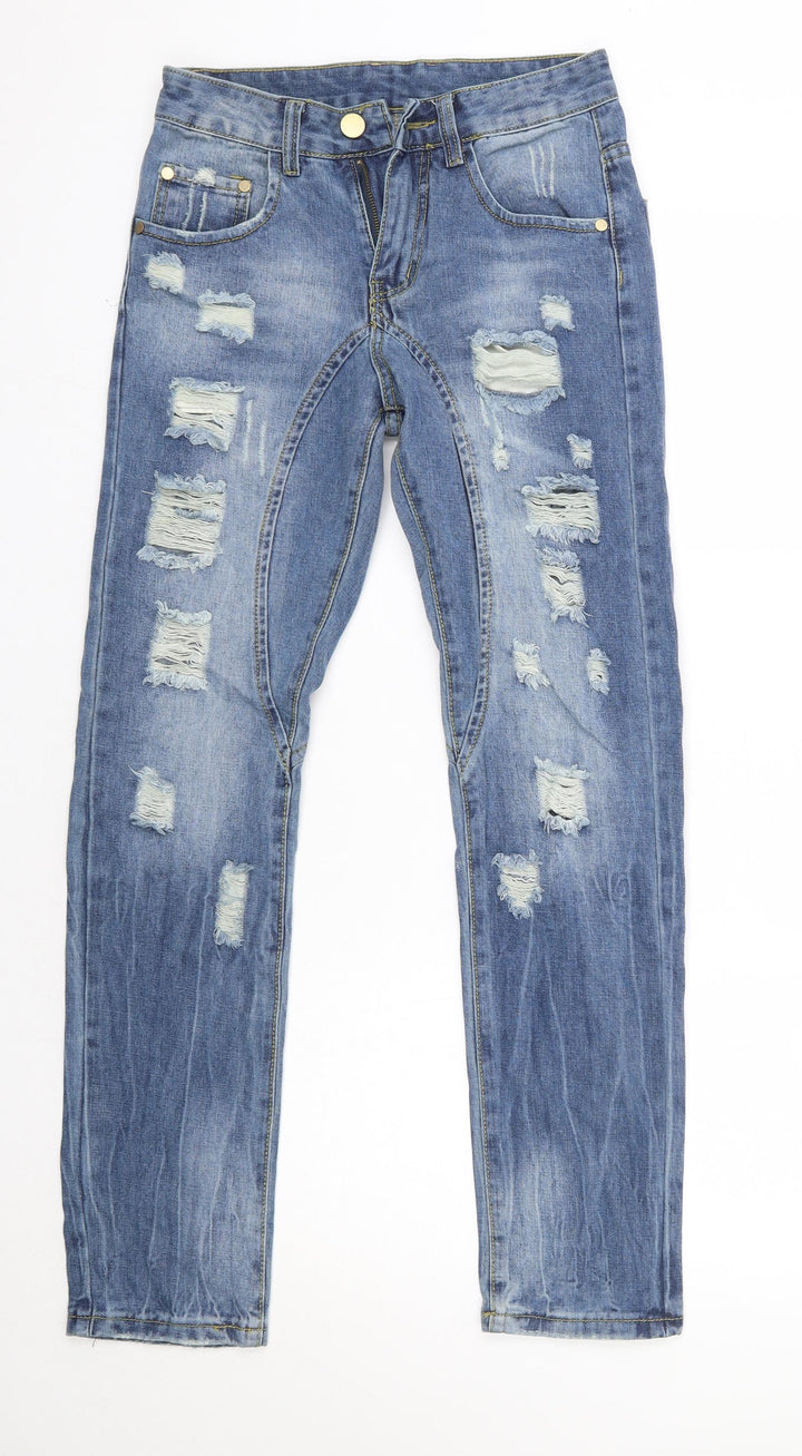 Preworn Womens Blue  Cotton Skinny Jeans Size 28 in L29 in Regular
