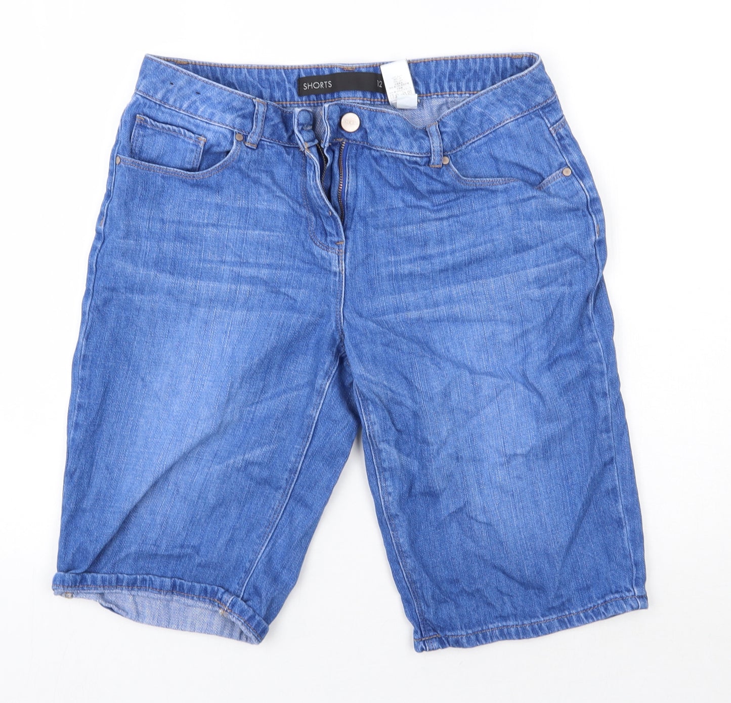 NEXT Womens Blue  Cotton Cut-Off Shorts Size 12  Regular
