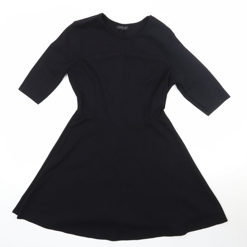 Topshop Womens Black  Polyester A-Line  Size 10  Round Neck Pullover