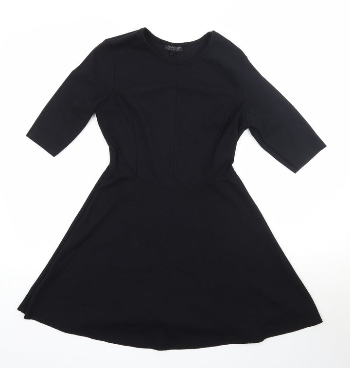 Topshop Womens Black  Polyester A-Line  Size 10  Round Neck Pullover