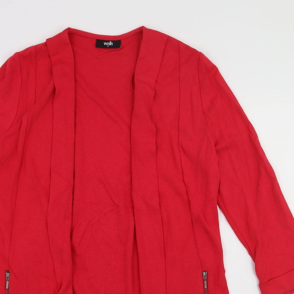 Wallis Womens Red   Viscose Cardigan Jumper    - Zip Detail