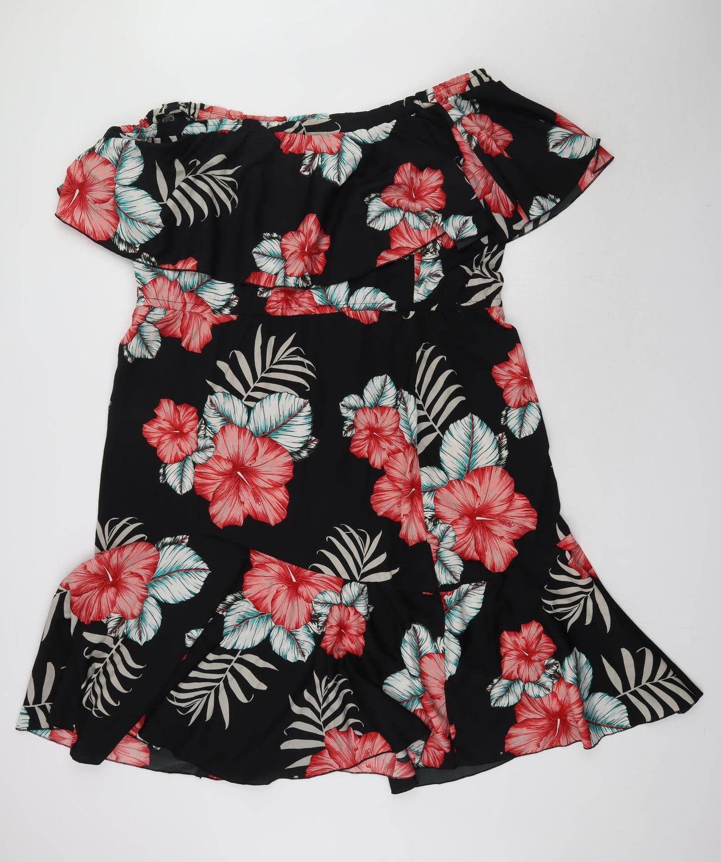 Simply Be Womens Black Fair Isle Polyester Fit & Flare  Size 26  Off the Shoulder Pullover