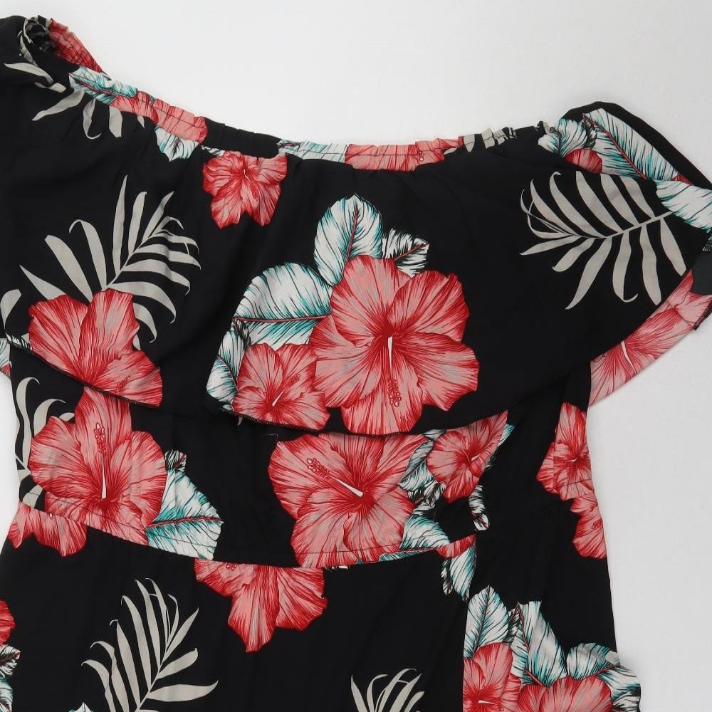 Simply Be Womens Black Fair Isle Polyester Fit & Flare  Size 26  Off the Shoulder Pullover