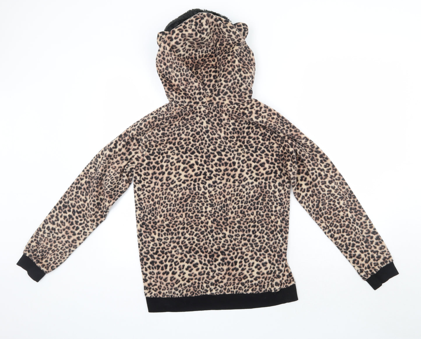 Marks and Spencer Womens Multicoloured Animal Print Polyester Top Pyjama Top Size 8  Drawstring - Faux Fur Collar Ears