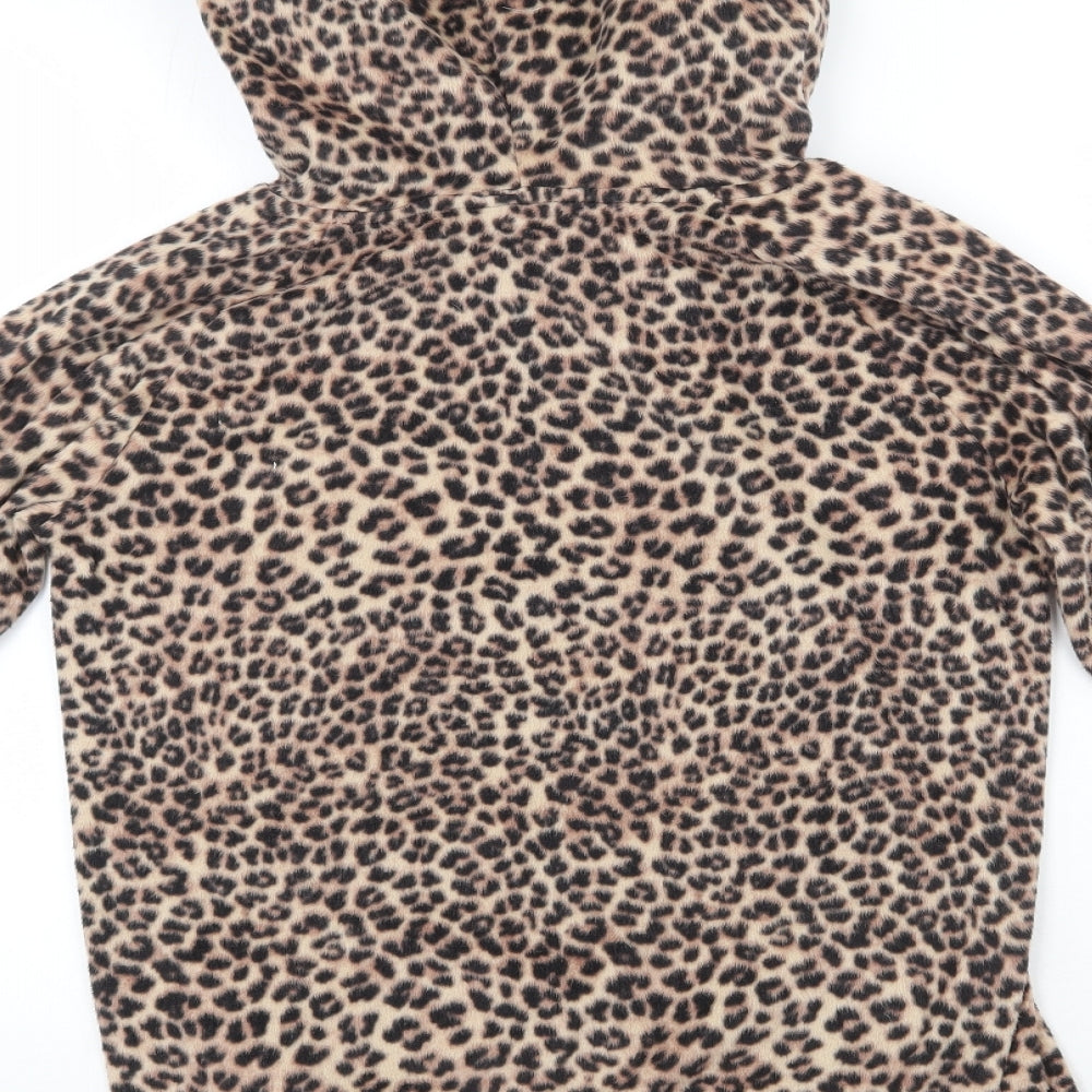 Marks and Spencer Womens Multicoloured Animal Print Polyester Top Pyjama Top Size 8  Drawstring - Faux Fur Collar Ears