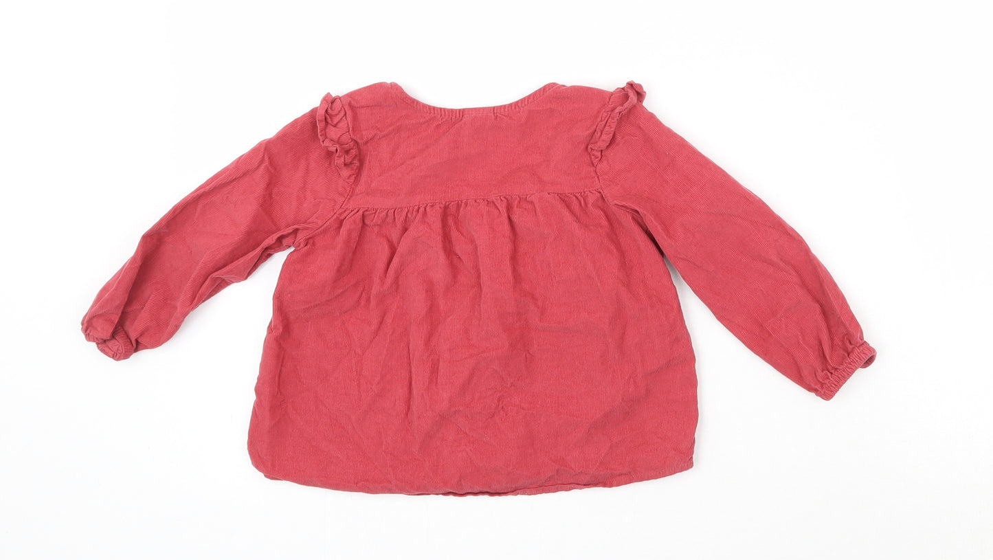H&M Girls Purple  100% Cotton Basic Button-Up Size 12-18 Months Round Neck Button - Frill Detail
