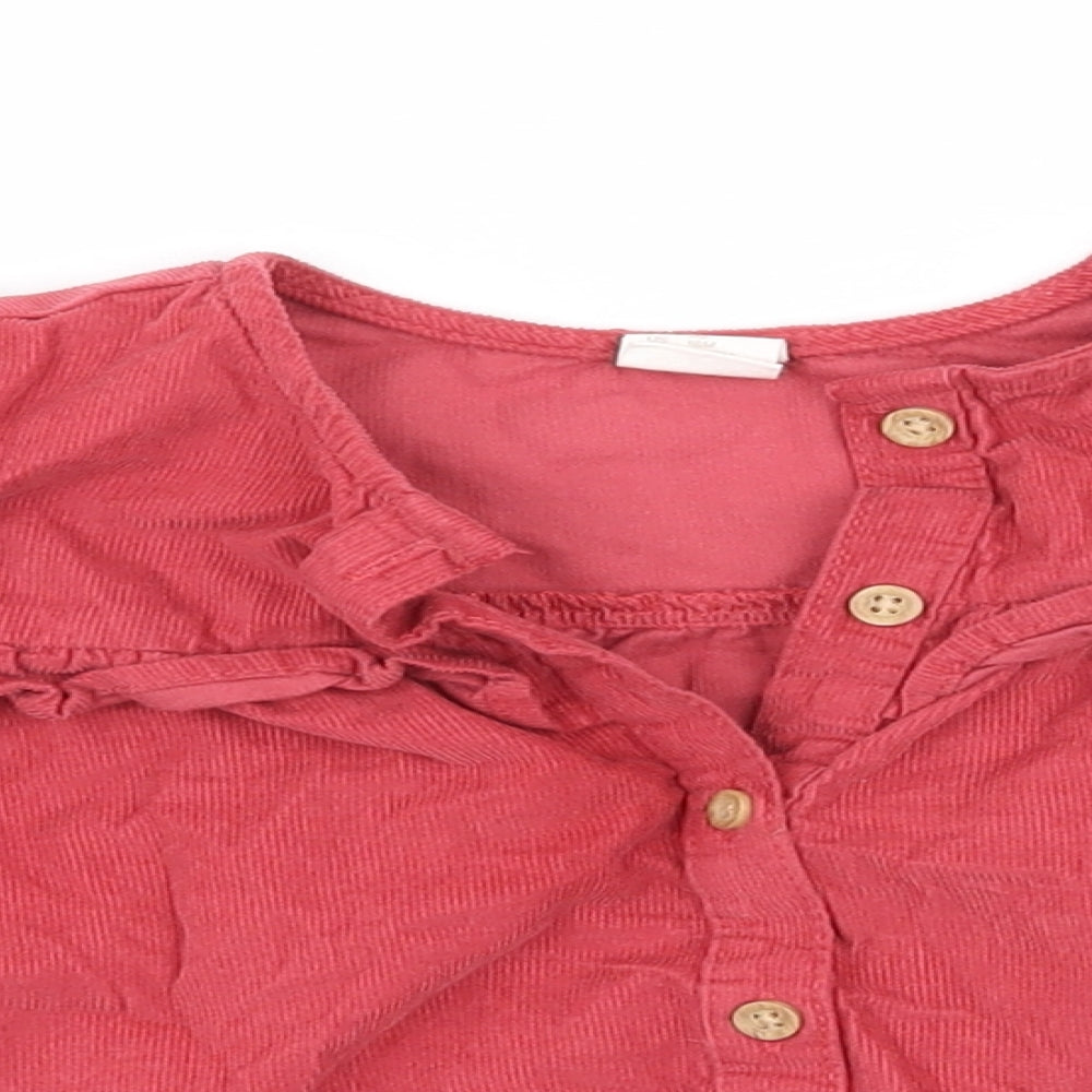 H&M Girls Purple  100% Cotton Basic Button-Up Size 12-18 Months Round Neck Button - Frill Detail