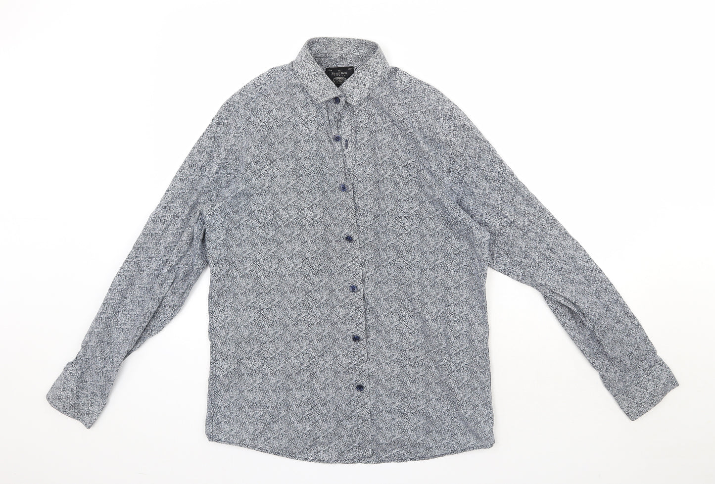 Saville Row Mens Blue Batik 100% Cotton  Dress Shirt Size 15.5 Collared Button