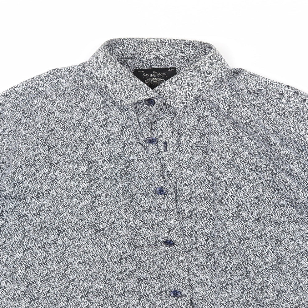 Saville Row Mens Blue Batik 100% Cotton  Dress Shirt Size 15.5 Collared Button