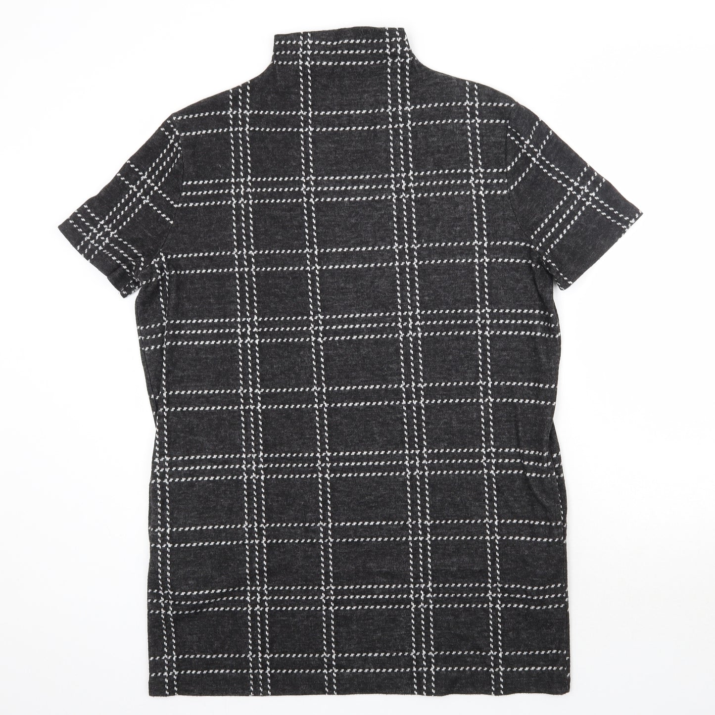 Select Womens Grey Check Polyester Pencil Dress  Size 14  High Neck Pullover