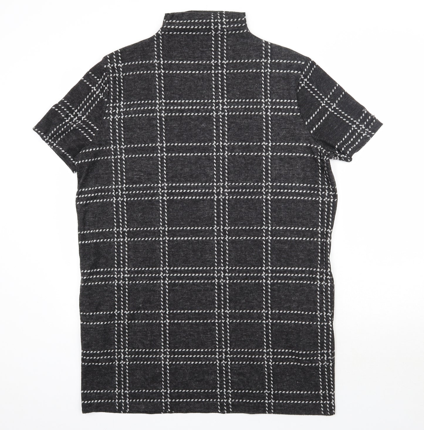 Select Womens Grey Check Polyester Pencil Dress  Size 14  High Neck Pullover