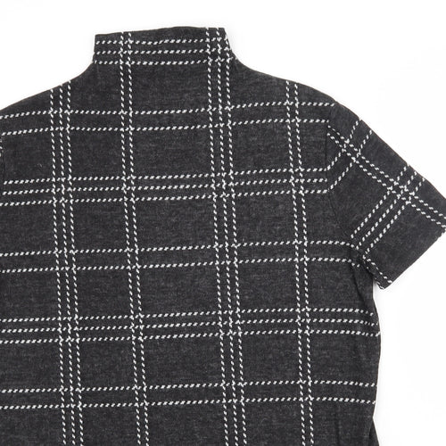 Select Womens Grey Check Polyester Pencil Dress  Size 14  High Neck Pullover