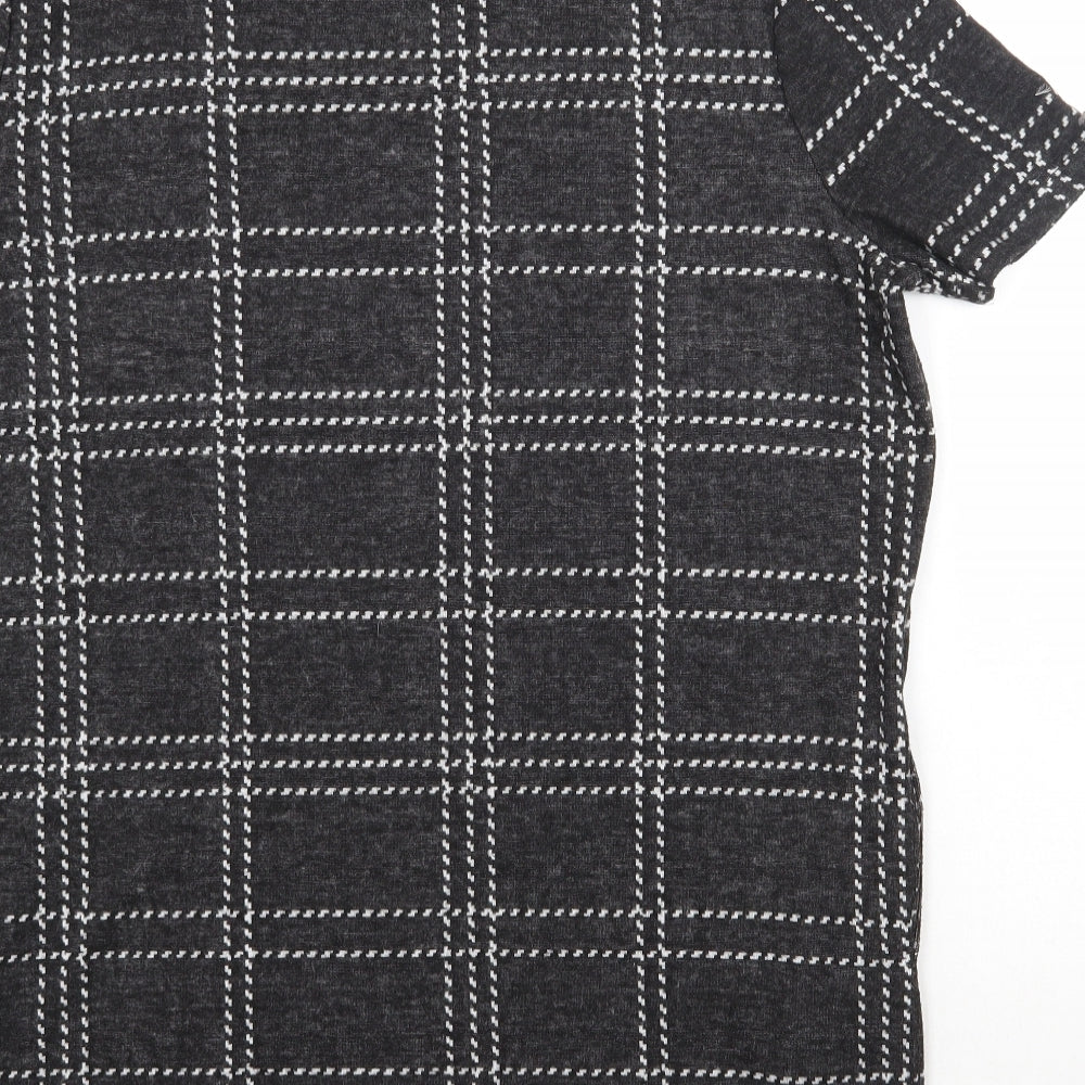 Select Womens Grey Check Polyester Pencil Dress  Size 14  High Neck Pullover