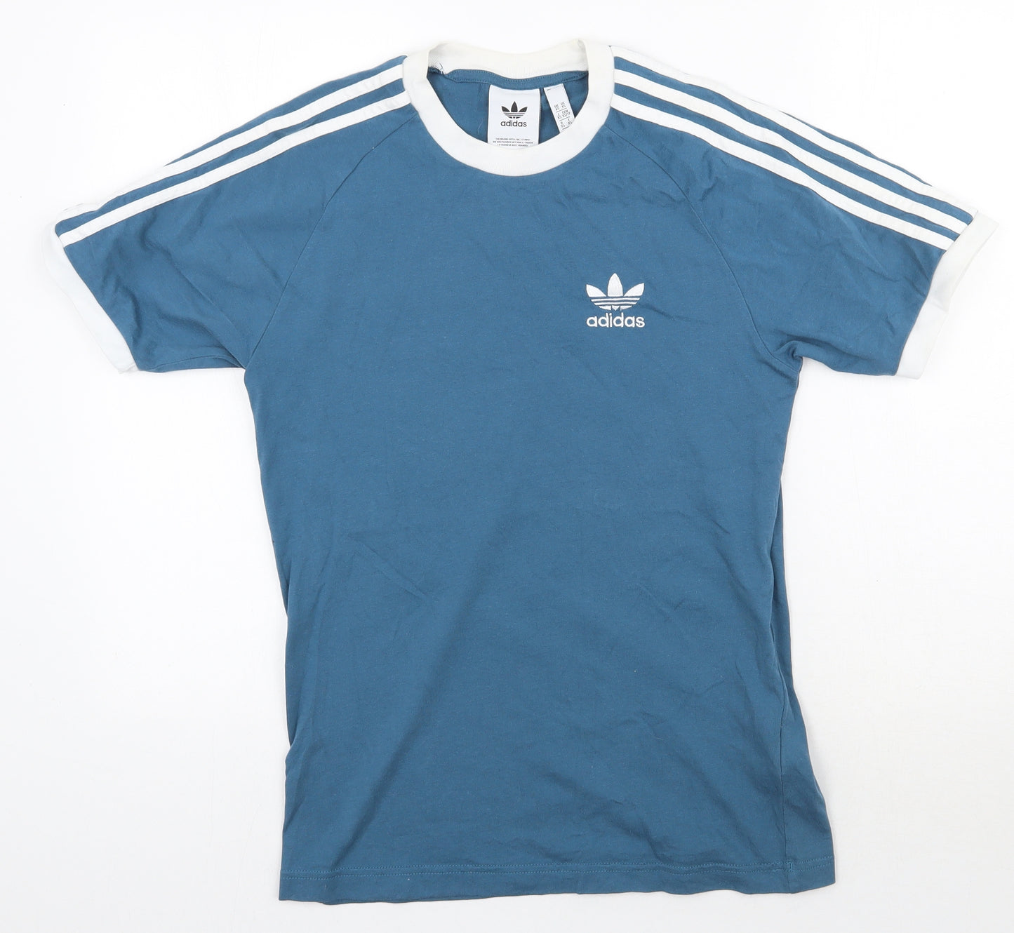 adidas Mens Blue  Cotton  T-Shirt Size XS Round Neck  - Adidas Logo