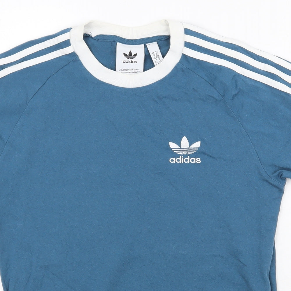 adidas Mens Blue  Cotton  T-Shirt Size XS Round Neck  - Adidas Logo