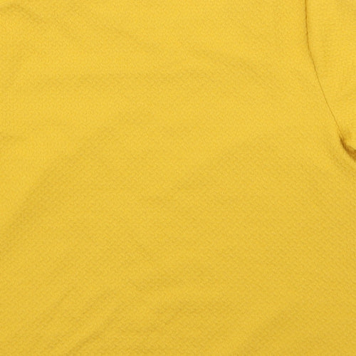 Oasis Womens Yellow  Polyester Basic T-Shirt Size M Round Neck - Faux Leather Detail